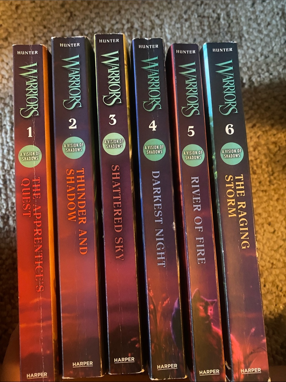 Warriors: A Vision of Shadows Series Set - Red, Orange, Purple Spines books 1-6